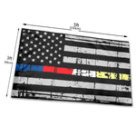 Fly Breeze 3 X 5 Ft Flag Tattered American Flag Police Fire EMS Polyester Brass Grommet Canvas Header for Outside Garden