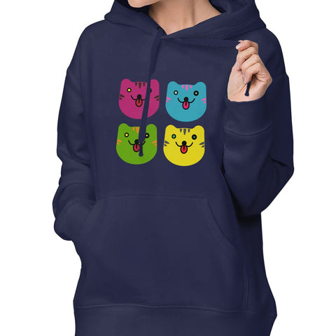 Women's Style Pullover Hoodie Colors Cats Athletic Sweatshirt Long Sleeve Tie Dye Fleece with Pocket Tops