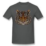 Cotton T Shirt for Men Tiger Head Metallizer Art Glass Style Crew Neck Short Sleeves Blouse Tops