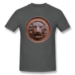 Mens Novelty T-Shirt Lion Head Antiquity Sculpture Art Isolate Comfortable O-Neck Short Sleeves Blouse Tops