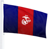 Fly Breeze 3 X 5 Ft Flag US Marine Corps Logo Polyester Brass Grommet Canvas Header for House Decorations