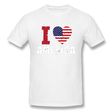 Men's Graphic T Shirt Love America Style O-Neck Short Sleeves Blouse Tops