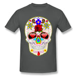 Men's Graphic T Shirt Mexican Sugar Skull Day Dead Breathable Round Neck Short Sleeves Tee