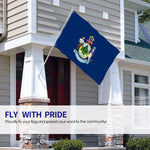 Fly Breeze 3 X 5 Ft Flag Maine Flag Polyester Brass Grommet Canvas Header for Indoor Outdoor