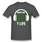 Men's Casual T-shirt Music Saved My Life Comfortable O-Neck Short Sleeves Tees