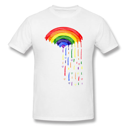 Men's Casual T-shirt Love Rainbow Rain Comfy Crew Neck Short Sleeves Tees