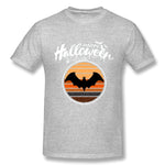 Cotton T Shirt for Men Funny Happy Halloween Beautiful Bat Breathable Round Neck Short Sleeves Tee