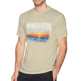 Cotton T Shirt for Men Oceans Sea Sunset Comfortable Round Neck Short Sleeves Blouse Tops