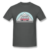 Men's Casual T-shirt Retro Snow Mountain Van Comfortable Crew Neck Short Sleeves Tees