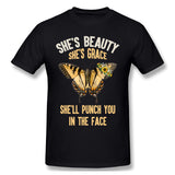 Cotton T Shirt for Men Shes Beauty Shes Grace Shell Punch You In The Face Comfy O-Neck Short Sleeves Blouse Tops