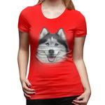 Womens Graphic T-Shirt Siberian Husky Flowy Round Neck Short Sleeve Tops