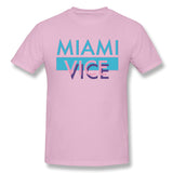 Cotton T Shirt for Men Miami Vice Style Round Neck Short Sleeves Shirt