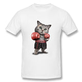 Mens Novelty T-Shirt BOXING CAT Comfy Round Neck Short Sleeves Blouse Tops