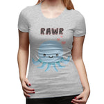 Women’s T-shirt Octopus Rawr Comfy O-Neck Short Sleeve Shirts