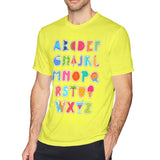 Cotton T Shirt for Men Alphabet Letters Cartoon Summer Art Words Breathable Round Neck Short Sleeves Tee