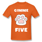 Cotton T Shirt for Men Gimme High Five Cat And Dog Lovers New Cool Crew Neck Short Sleeves Shirt