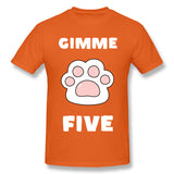 Cotton T Shirt for Men Gimme High Five Cat And Dog Lovers New Cool Crew Neck Short Sleeves Shirt