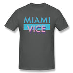 Cotton T Shirt for Men Miami Vice Style Round Neck Short Sleeves Shirt