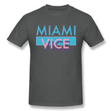 Cotton T Shirt for Men Miami Vice Style Round Neck Short Sleeves Shirt