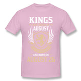 Men's Casual T-shirt Real Kings Are Born On August 26 Comfy Crew Neck Short Sleeves Tees