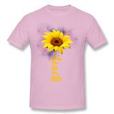 Cotton T Shirt for Men Teach Sunflower Comfy Crew Neck Short Sleeves Tee