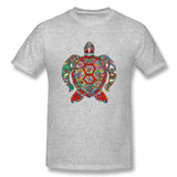 Mens Novelty T-Shirt Colorful Turtle Art Breathable Crew Neck Short Sleeves Shirt