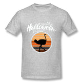 Men's Graphic T Shirt Funny Happy Halloween Beautiful Ostrich Comfy Crew Neck Short Sleeves Shirt