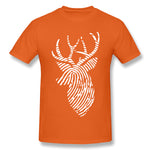 Men's Casual T-shirt Finger Print Deer For Dark Style Round Neck Short Sleeves Tees