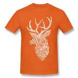 Men's Casual T-shirt Finger Print Deer For Dark Style Round Neck Short Sleeves Tees