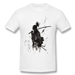 Cotton T Shirt for Men Samurai Japan Katana Warrior Style Crew Neck Short Sleeves Shirt