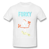 Cotton T Shirt for Men Forky Style Crew Neck Short Sleeves Tees