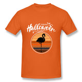 Men's Casual T-shirt Funny Happy Halloween Beautiful Flamingo Comfortable Round Neck Short Sleeves Blouse Tops