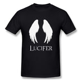 Cotton T Shirt for Men Lucifer Style Crew Neck Short Sleeves Shirt