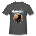 Cotton T Shirt for Men Funny Happy Halloween Beautiful T Rex Comfortable Crew Neck Short Sleeves Blouse Tops