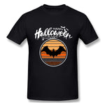 Cotton T Shirt for Men Funny Happy Halloween Beautiful Bat Breathable Round Neck Short Sleeves Tee