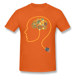 Cotton T Shirt for Men Charging Brain Neurofeedback Cool Crew Neck Short Sleeves Shirt