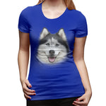 Womens Graphic T-Shirt Siberian Husky Flowy Round Neck Short Sleeve Tops