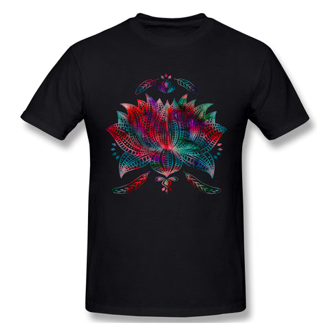 Men's Graphic T Shirt Lotus Feathers Boho Watercolor Comfortable Round Neck Short Sleeves Tees