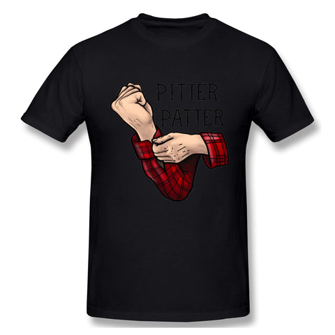 Cotton T Shirt for Men Pitter Patter Style Crew Neck Short Sleeves Tees