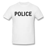 Cotton T Shirt for Men POLICE Comfortable Crew Neck Short Sleeves Blouse Tops