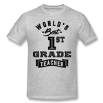 Men's Casual T-shirt World's Best 1st Grade Teacher Cool O-Neck Short Sleeves Tees