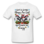 Men's Graphic T Shirt God Is Great Horses Are God And People Are Crazy Comfy Crew Neck Short Sleeves Tee