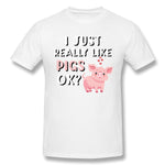 Men's Casual T-shirt I Just Really Like Pigs Comfortable Round Neck Short Sleeves Blouse Tops