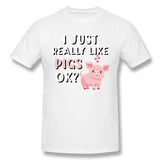 Men's Casual T-shirt I Just Really Like Pigs Comfortable Round Neck Short Sleeves Blouse Tops