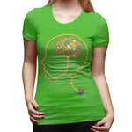 Novelty T Shirt for Women Charging Brain Neurofeedback Sexy O-Neck Short Sleeve Tee