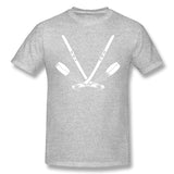 Men's Casual T-shirt Ice Hockey Stick Crossed Skate Puck Comfy Round Neck Short Sleeves Tee