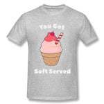 Cotton T Shirt for Men Get Soft Served Ice Cream Pun New Comfortable O-Neck Short Sleeves Blouse Tops