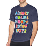 Cotton T Shirt for Men Alphabet Letters Cartoon Summer Art Words Breathable Round Neck Short Sleeves Tee