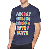 Cotton T Shirt for Men Alphabet Letters Cartoon Summer Art Words Breathable Round Neck Short Sleeves Tee