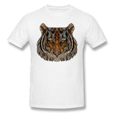 Cotton T Shirt for Men Tiger Head Metallizer Art Glass Style Crew Neck Short Sleeves Blouse Tops